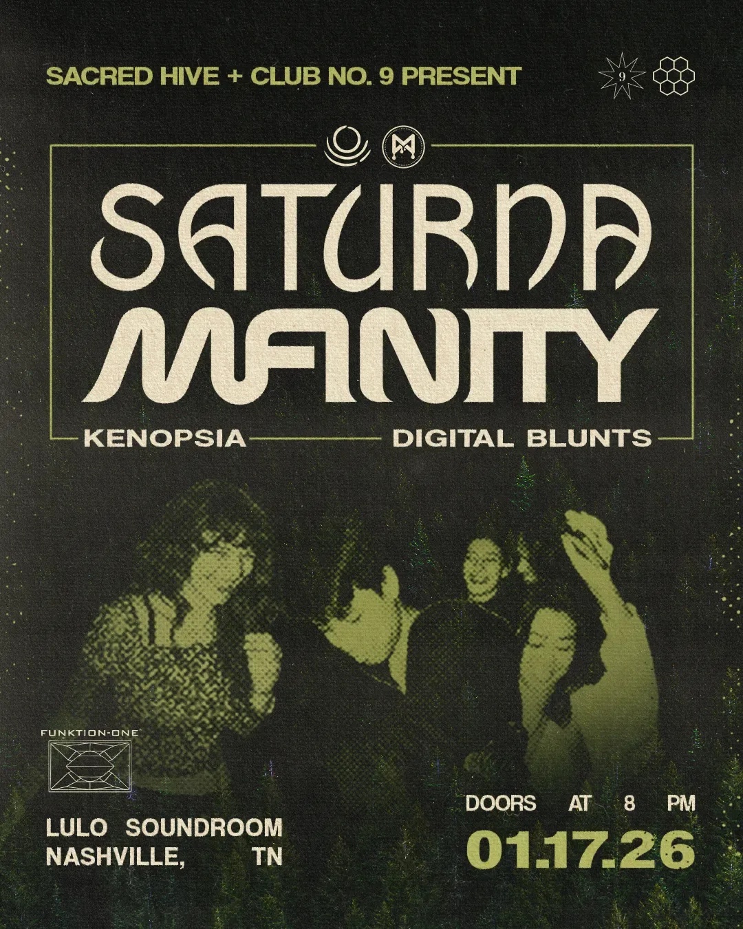 Flyer for Saturna + Mfinity